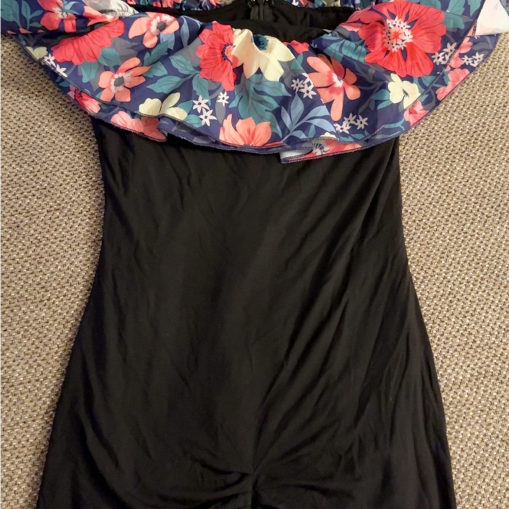 Floral Off-Shoulder Black Dress